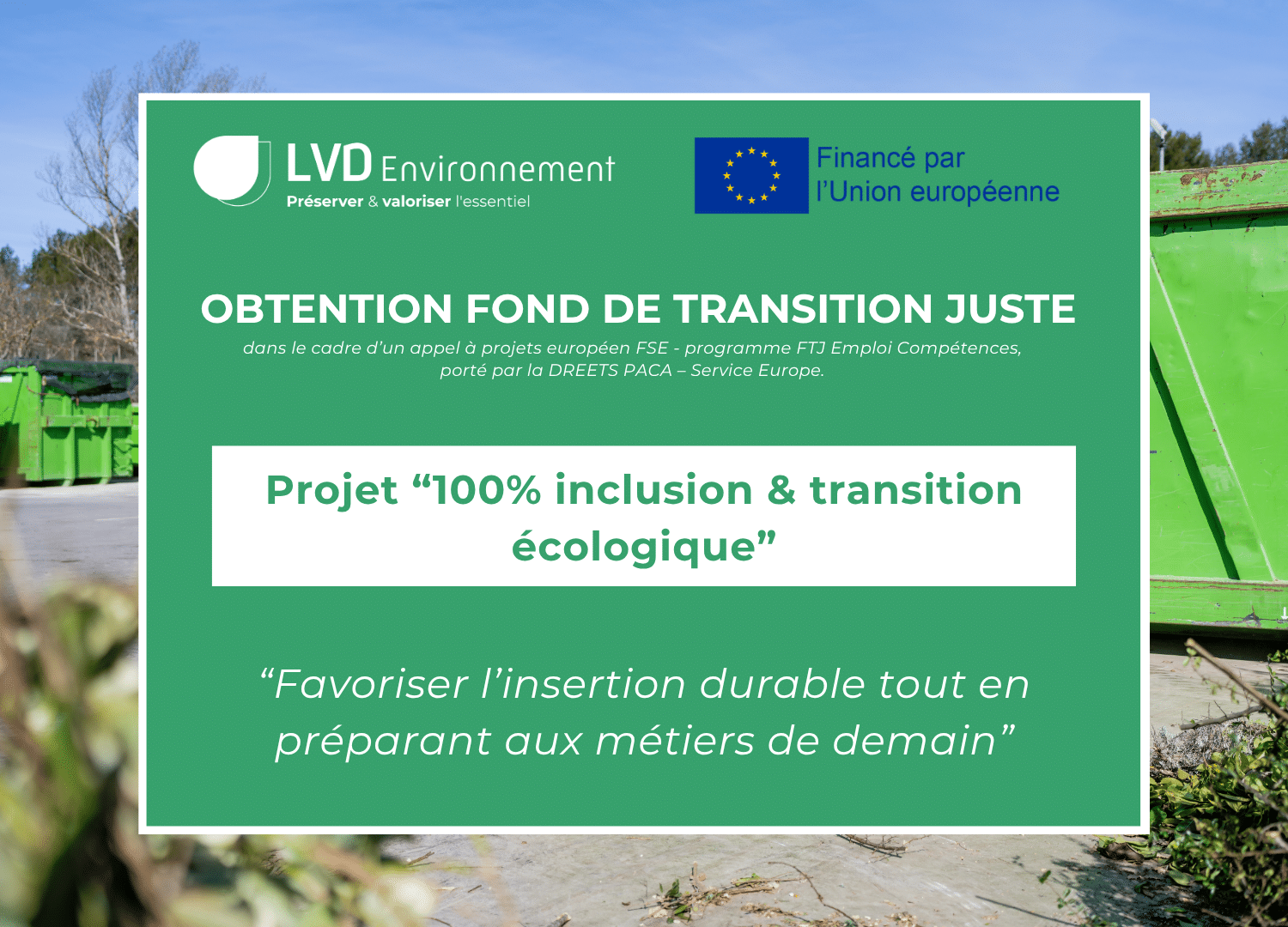 Projet 100% inclusion & transition écologique : un projet engagé pour l’emploi et la planète